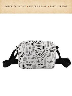 Italy Travel Gift Crossbody Bag Canvas Adjustable Strap Zipper